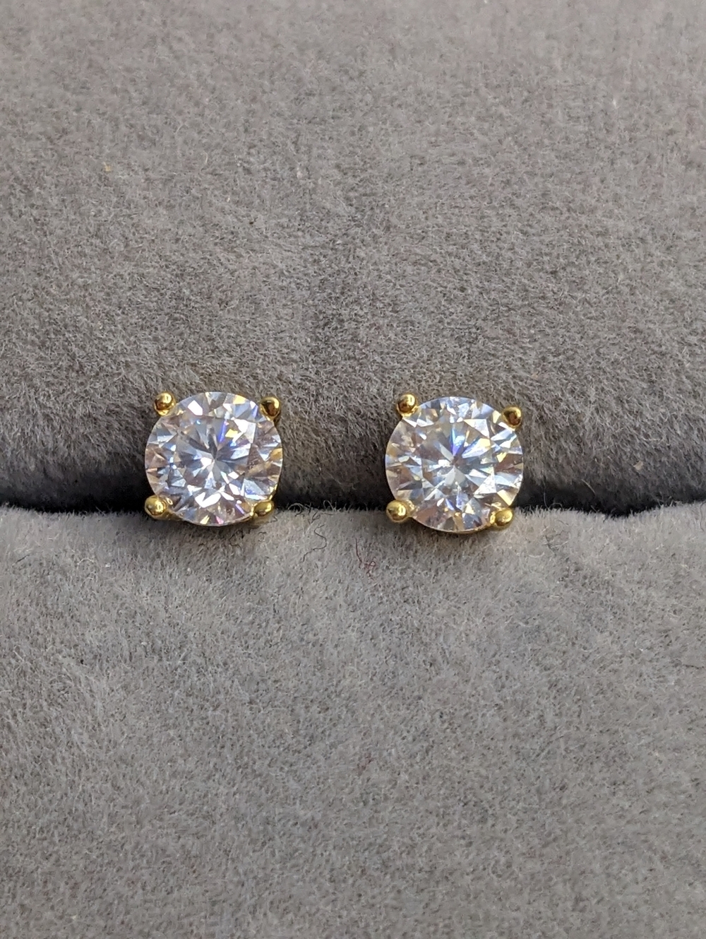 🆕 Diamond D Color VVS1 Gold Plated Sterling Silver Earrings Premium 0.98 CTW
